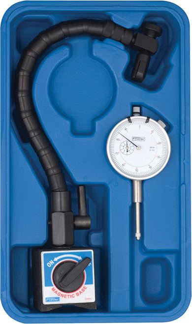 Fowler 52-641-300-0 2-1/4″ Dial Indicator with Flex Arm & Magnetic Base, 1″ Travel, 0-100 Cont. Reading