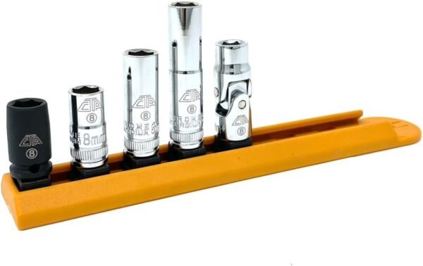 CTA Tools 6535 5-Pc 1/4″ Drive 8Mm Socket Set, Includes Stubby, Standard, Deep, Flex Sockets, And A Magnetic Impact Socket