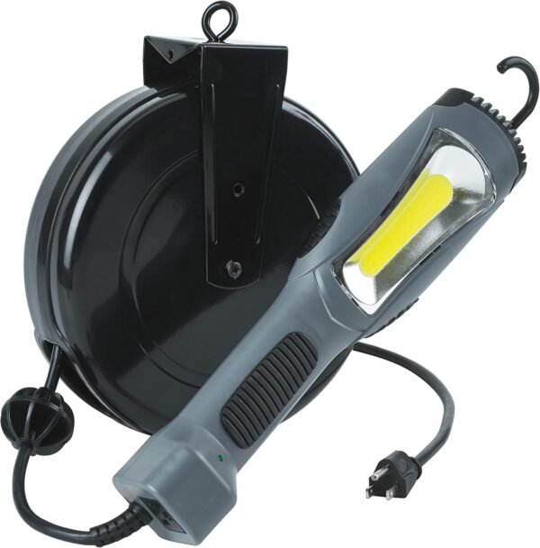 Alert Stamping 5030AM Prolite 1300 Lumen Retractable COB LED Cord Reel, 1, Gray